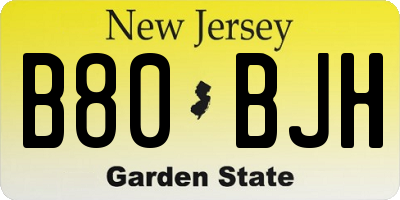 NJ license plate B80BJH