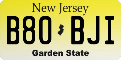 NJ license plate B80BJI