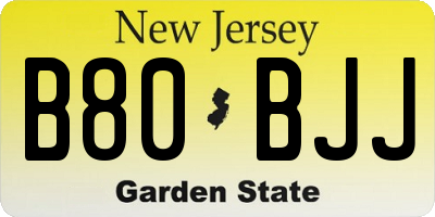 NJ license plate B80BJJ
