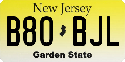 NJ license plate B80BJL