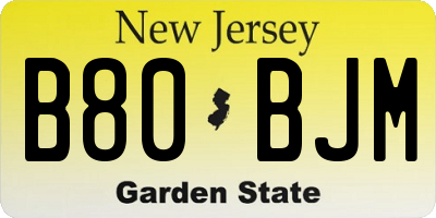 NJ license plate B80BJM