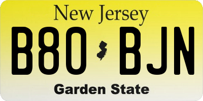 NJ license plate B80BJN