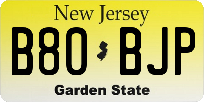 NJ license plate B80BJP