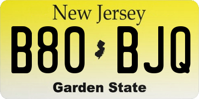 NJ license plate B80BJQ