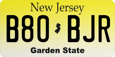 NJ license plate B80BJR