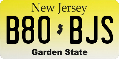 NJ license plate B80BJS