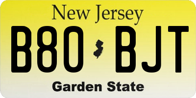 NJ license plate B80BJT