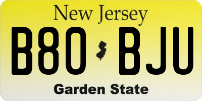 NJ license plate B80BJU