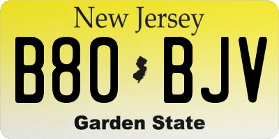 NJ license plate B80BJV