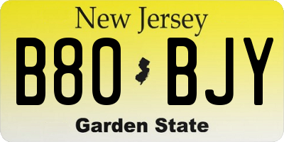 NJ license plate B80BJY
