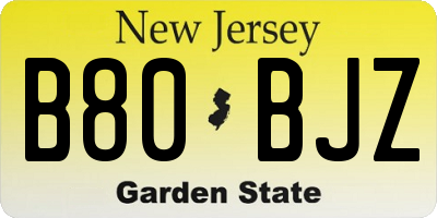 NJ license plate B80BJZ