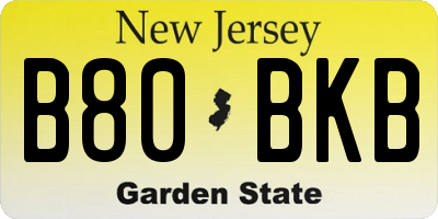 NJ license plate B80BKB