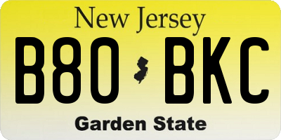NJ license plate B80BKC