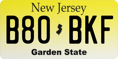 NJ license plate B80BKF