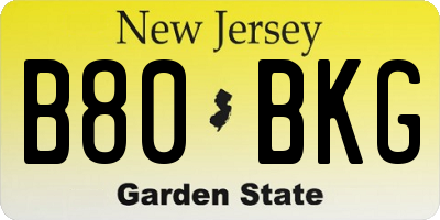 NJ license plate B80BKG