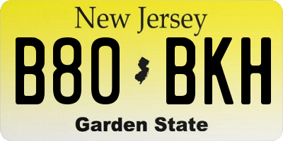 NJ license plate B80BKH