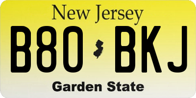 NJ license plate B80BKJ