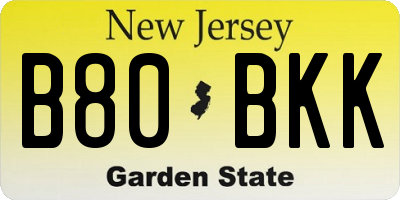 NJ license plate B80BKK