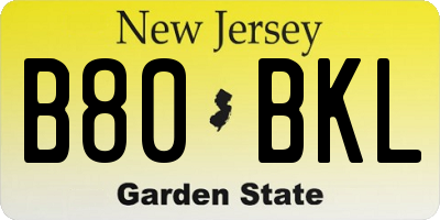NJ license plate B80BKL