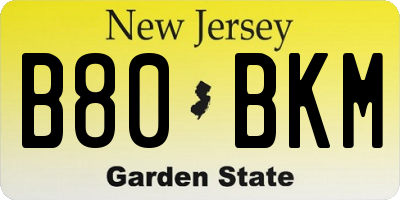 NJ license plate B80BKM