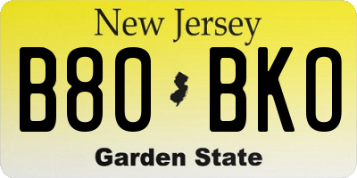 NJ license plate B80BKO