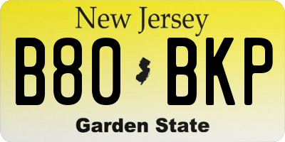 NJ license plate B80BKP
