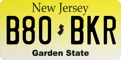 NJ license plate B80BKR