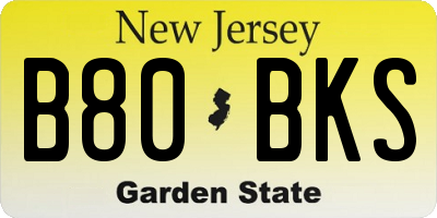 NJ license plate B80BKS