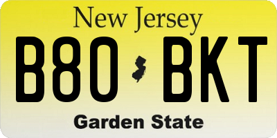 NJ license plate B80BKT