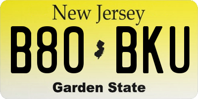 NJ license plate B80BKU