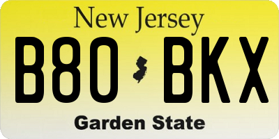 NJ license plate B80BKX