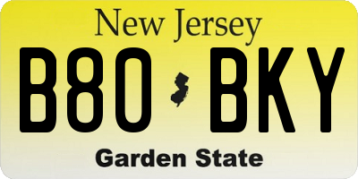 NJ license plate B80BKY