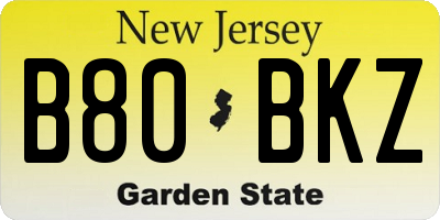 NJ license plate B80BKZ