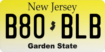 NJ license plate B80BLB