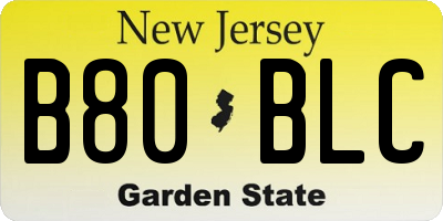 NJ license plate B80BLC