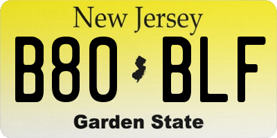 NJ license plate B80BLF