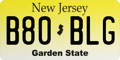 NJ license plate B80BLG