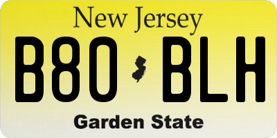 NJ license plate B80BLH