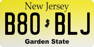 NJ license plate B80BLJ