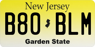 NJ license plate B80BLM