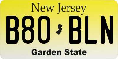 NJ license plate B80BLN