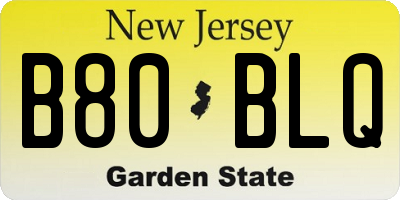 NJ license plate B80BLQ