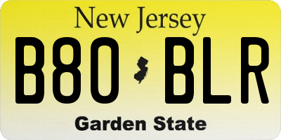 NJ license plate B80BLR