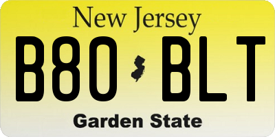 NJ license plate B80BLT