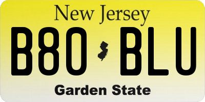 NJ license plate B80BLU