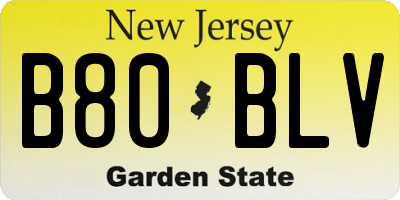 NJ license plate B80BLV