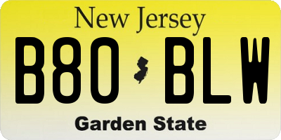 NJ license plate B80BLW