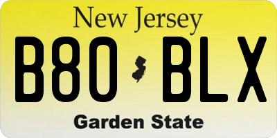 NJ license plate B80BLX