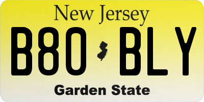 NJ license plate B80BLY