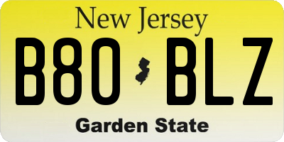 NJ license plate B80BLZ
